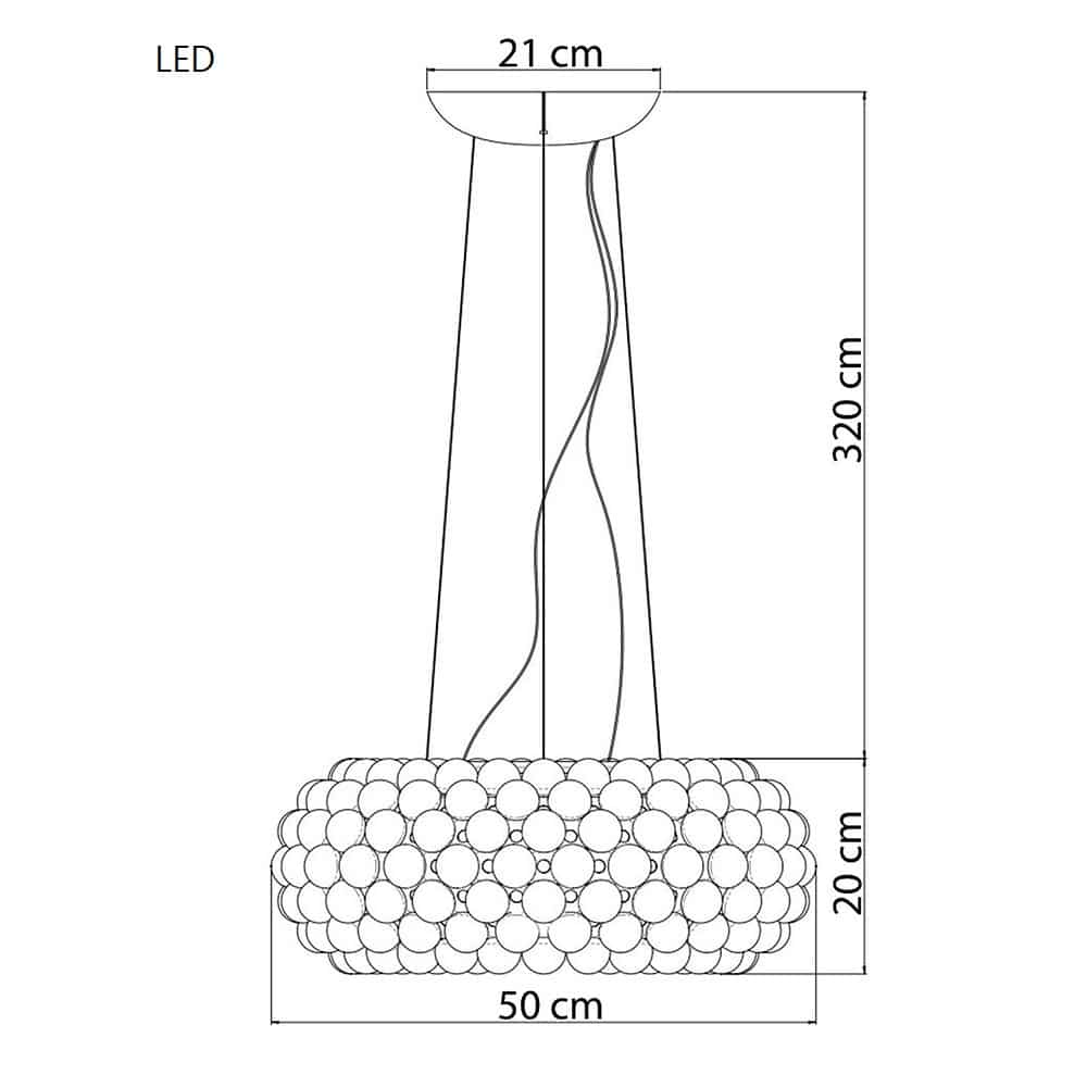 Caboche Plus-Media-Lampada da Sospensione Led-Sospensione-Dimensioni-Foscarini Prisma Light
