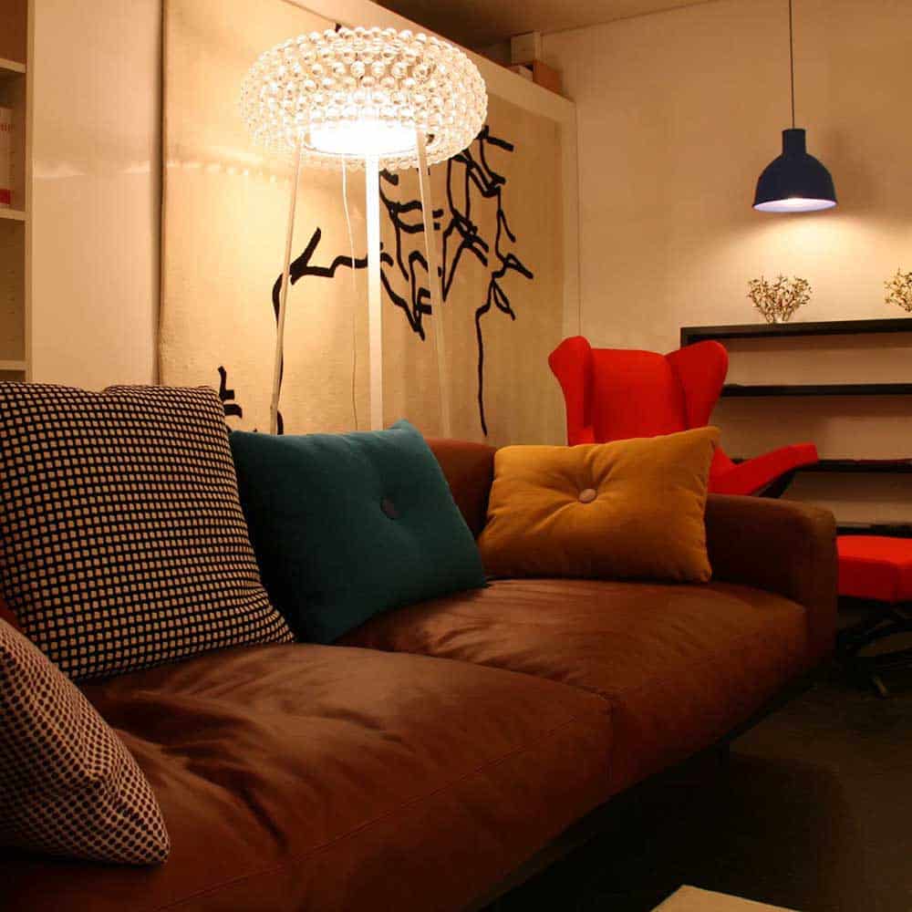 Caboche Terra lampada da terra led integrato trasparente ambientata1 foscarini prisma light consulenza illuminotecnica store shop online