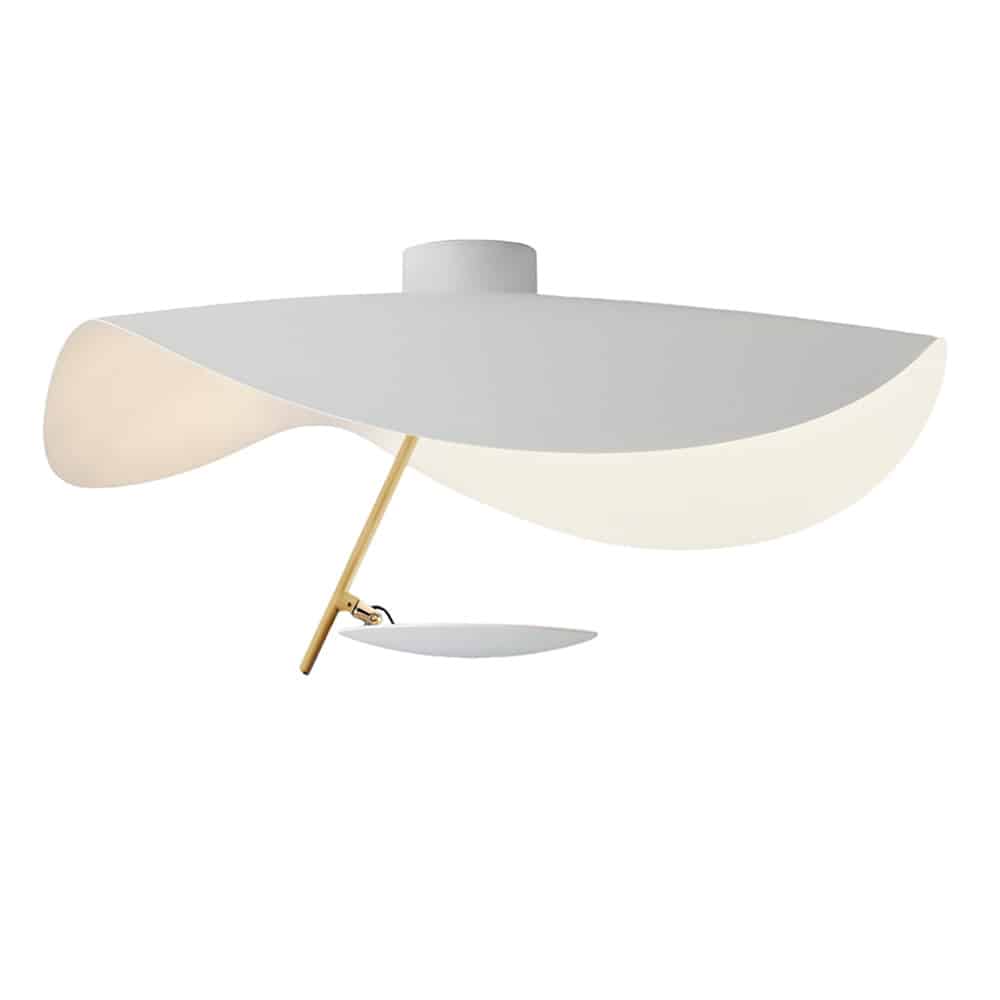 Lederam Manta LCWS15-Parete o Soffitto-Schermo-Bianco-Asta Oro-Disco Bianco-Catellani & Smith-Prisma-Light-lampada-noci