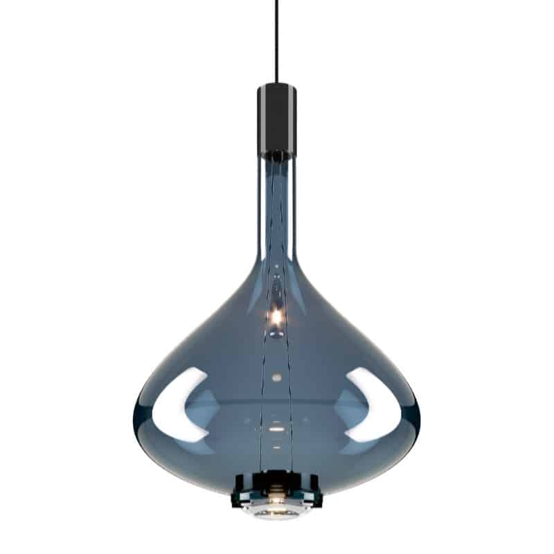 SKY-FALL-LARGE-Sospensione-Lodes-14828-8627-Finitura-Vetro-azzurro-Metallizzato-intenso-e-struttura-nero-2700K-Prisma-Light