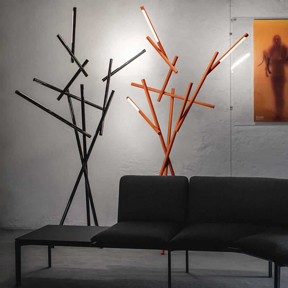 Tuareg Floor lampada da terra led cromo nero e arancio Foscarini Prisma Light consulenza illuminotecnica shop online