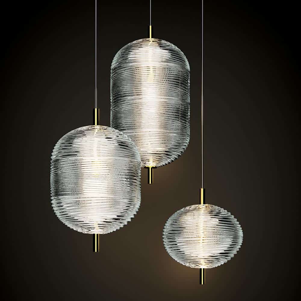 Jeffeson Mini Small Medium Lampada a sospensione Lodes Cristallo di Boemia e Oro Prisma Light illuminazione