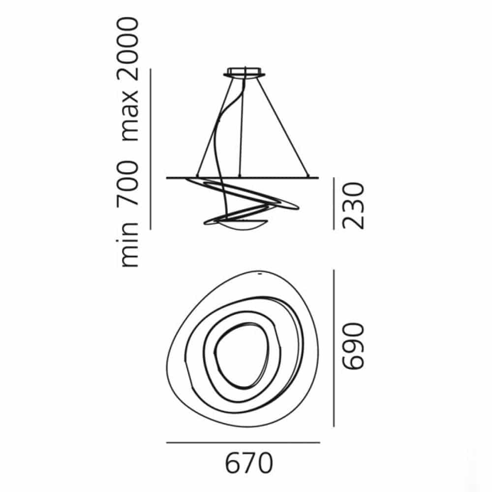 Pirce-Mini-Led-Sospensione-Artemide-Prisma-Light-Misure-Store-Noci