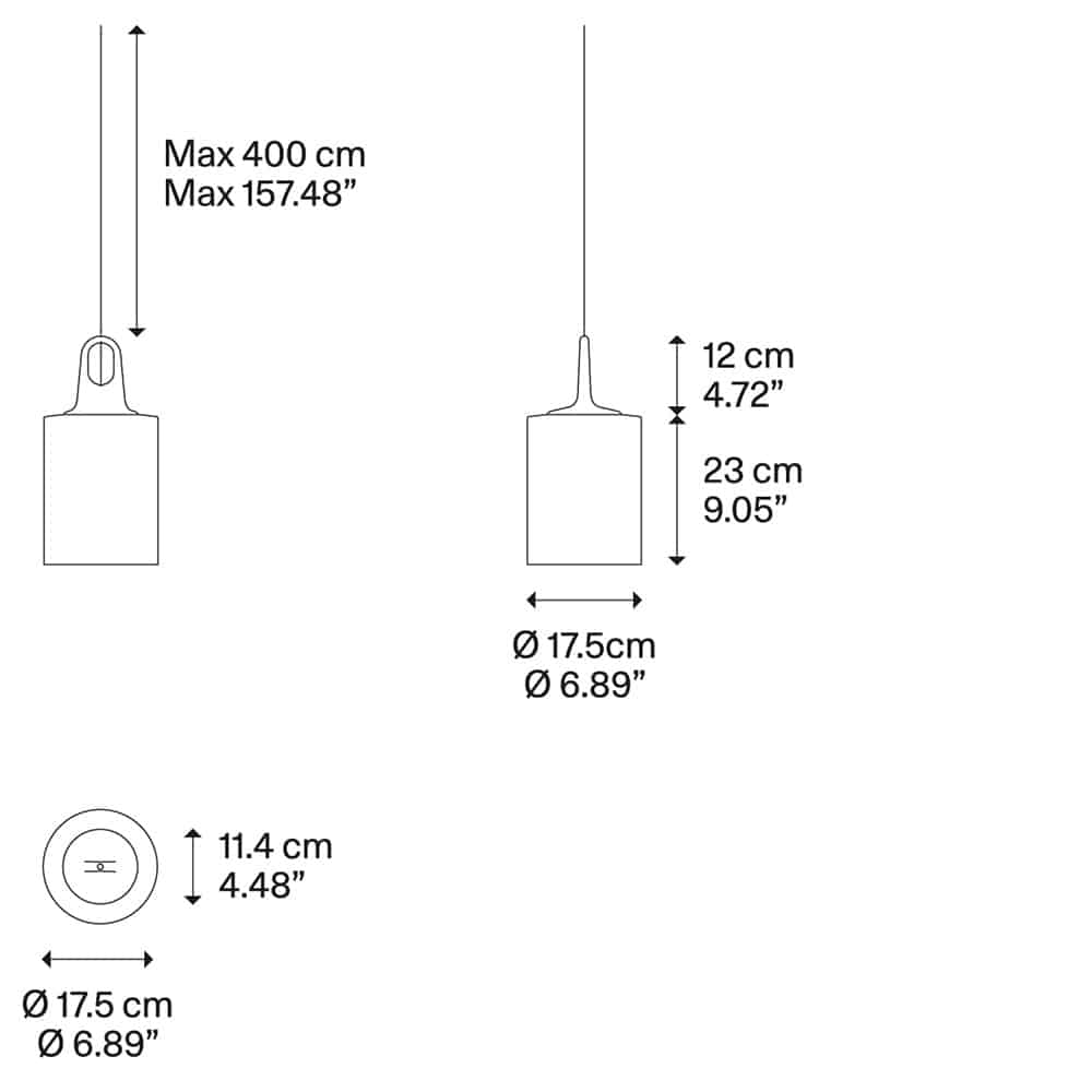 JIM Cylinder Lampada da Sospensione Dimensioni Lodes Prisma Light