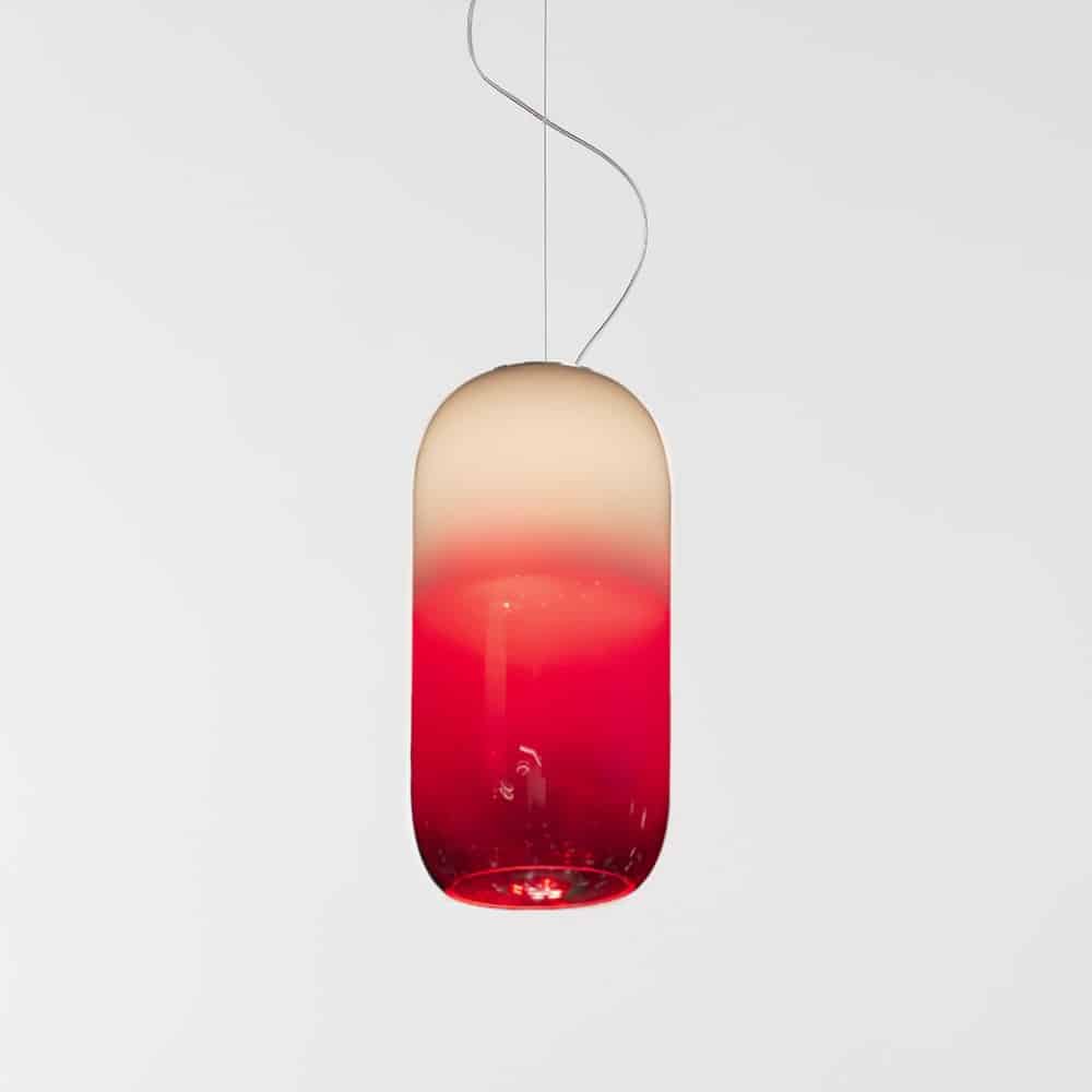 Gople-Lampada sospensione-colore-RWB_DMX-bianco-alluminio-vetro-soffiato-Artemide-Prisma Light-store-NOCI