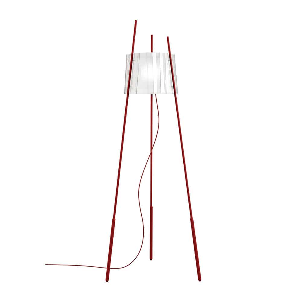 Tyla novità 2021 Lampada Da Terra Led Diffusore Vetro Soffiato Sabbiato Struttura Metallo Verniciato Rosso Kdln Prisma Light Store Lampade