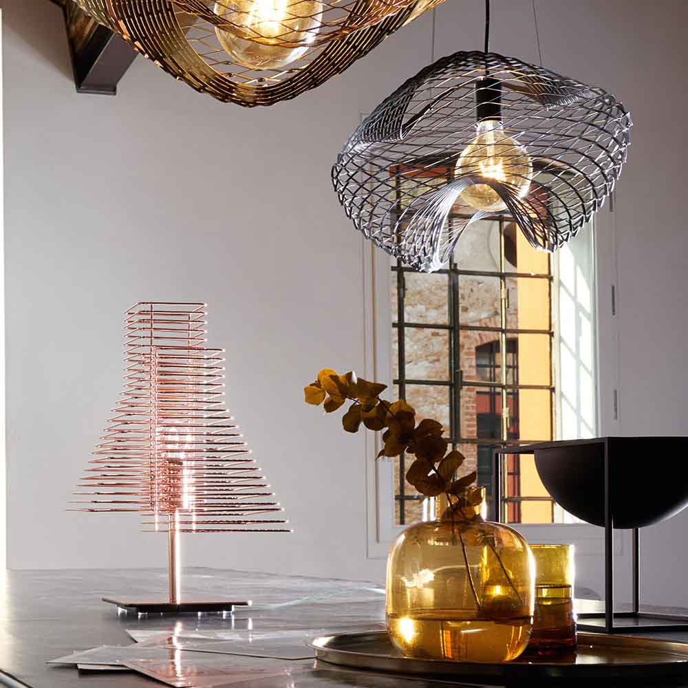NET Ø 50 Lampada a Sospensione Per Interni In Metallo con Lampadina Led Attacco E27 Colore Nero Opaco RAL 9005 Ambientata Zava Luce Prisma Light Store Lampade