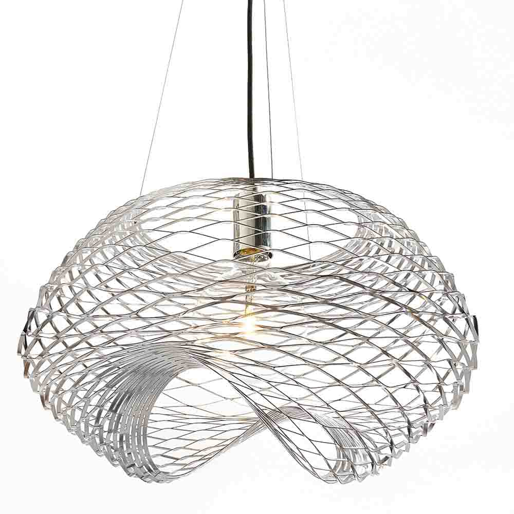 NET Ø 50 Lampada a Sospensione con Lampadina Led Attacco E27 Colore Cromo Zava Luce Prisma Light Store Lampade