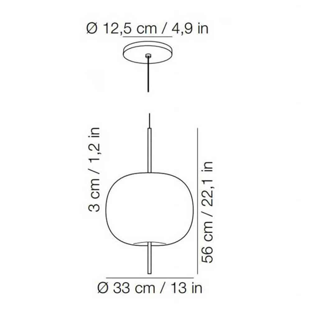 Kushi 33 Suspension lampada a sospensione in vetro soffiato opalino Dimensioni Kdln Prisma Light Consulenza Illuminotecnica shop online