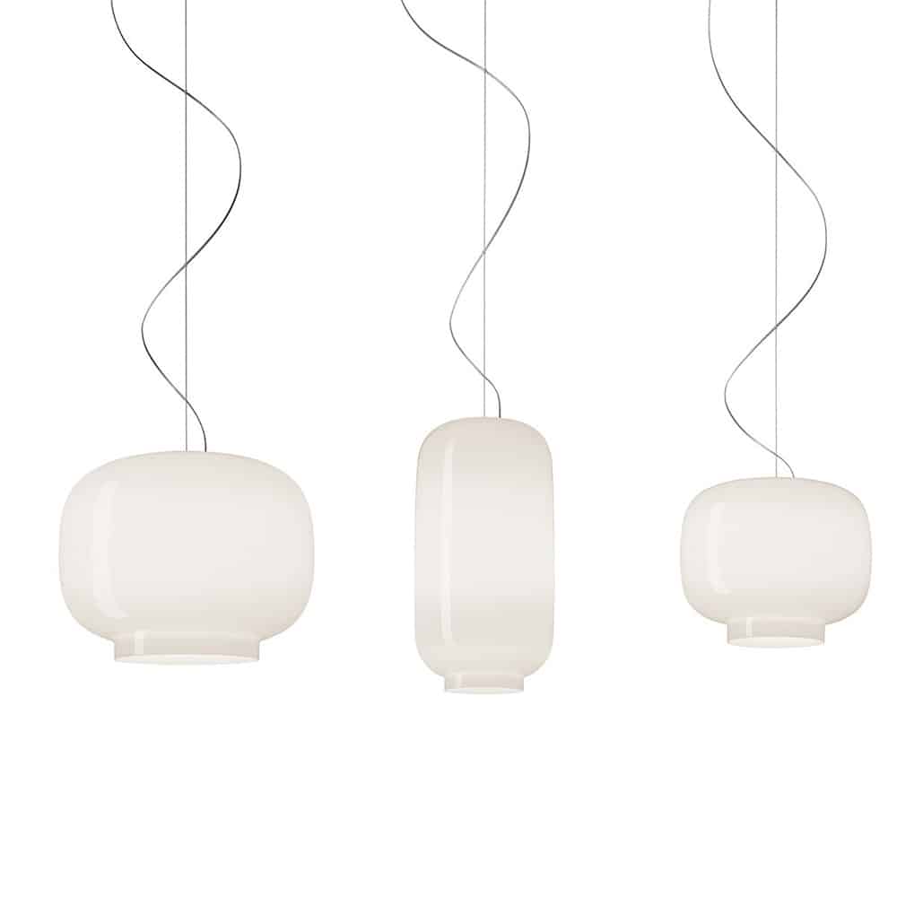 Chouchin 1 2 3 Bianco lampada a sospensione led in vetro soffiato verniciato Foscarini Prisma Light illuminazione consulenza e progettazione