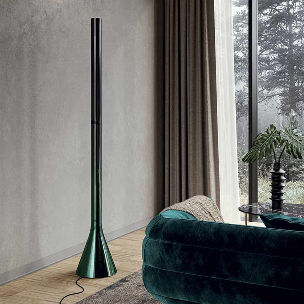 Croma lampada da terra led integrato colore Verde Ambientata Lodes Prisma light illuminazione consulenza illuminotecnica