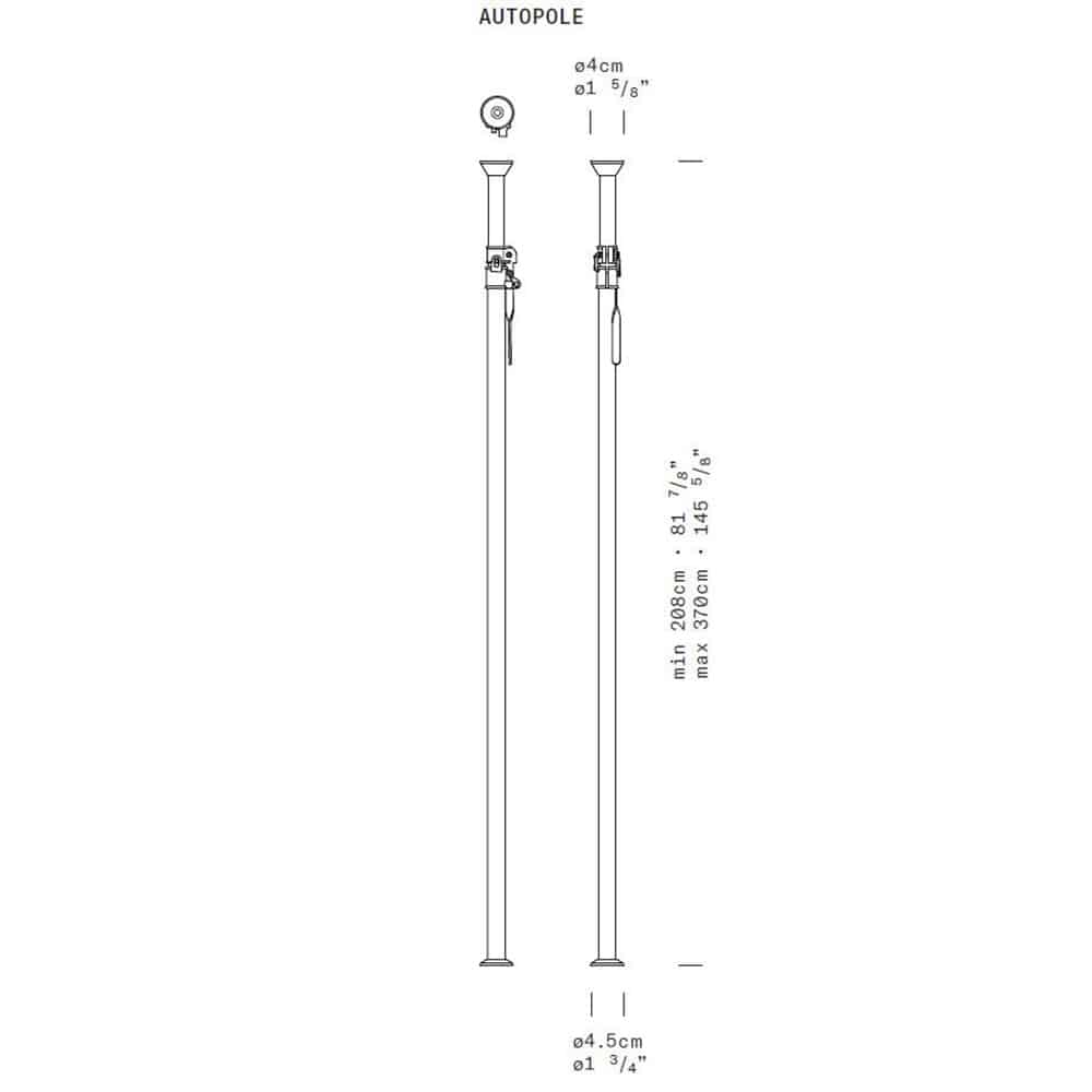 JJ BIG Grip Autopole allumino dimensioni Leucos prisma Light illuminazione