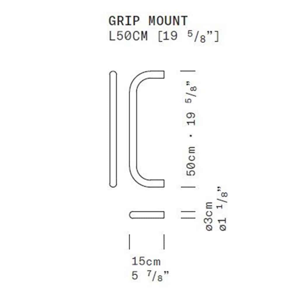 JJ BIG Grip accessorio Grip Mount L50 alluminio Dimensioni Leucos prisma Light progettazione