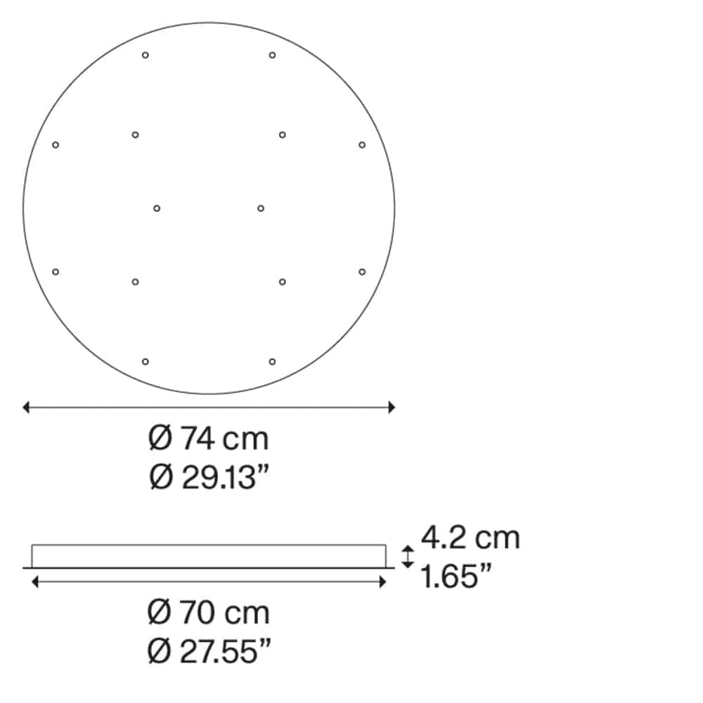 Round Cluster 14 Rosone multiplo 14 sospensioni dimensioni Lodes Prisma Light shop online consulenza