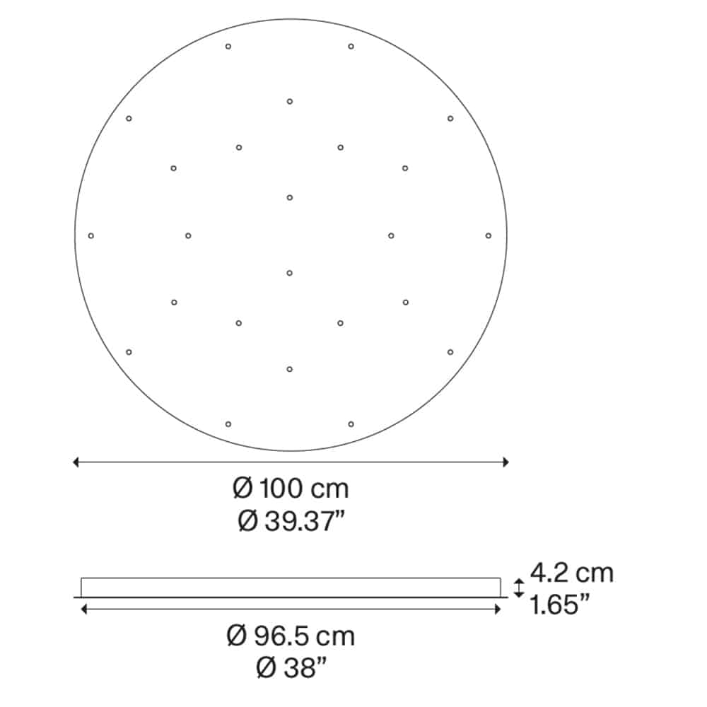 Round Cluster 24 Rosone multiplo 24 sospensioni dimensioni Lodes Prisma Light