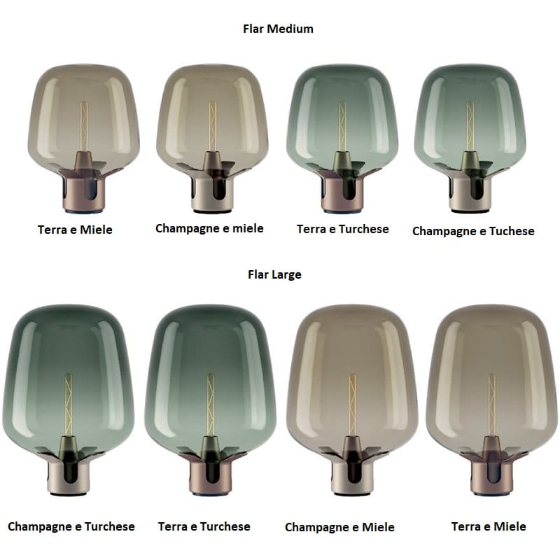 Flar-Medium e Large lampada da tavolo nelle varianti di colore Lodes Prisma Light Illuminazione