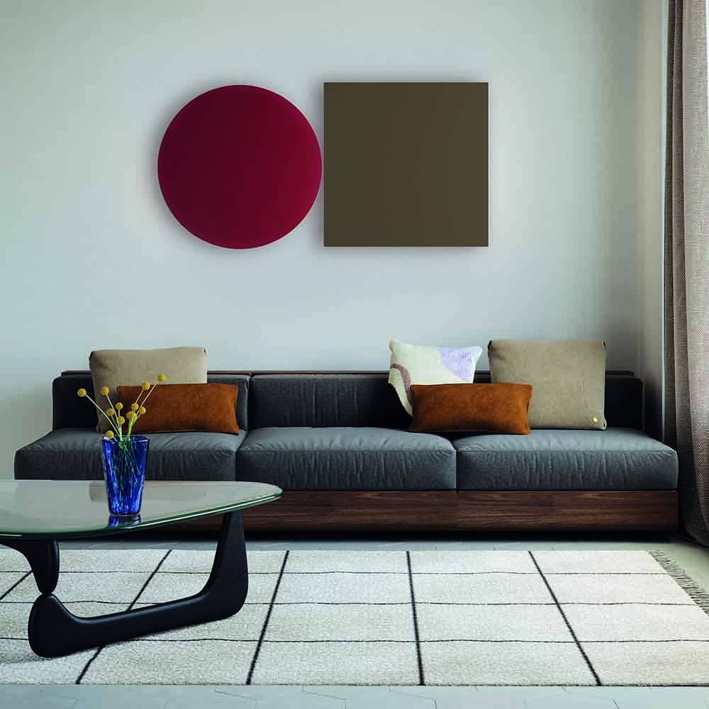 Puzzle-Mega-Round- Square Small- Large Lampada a Parete e soffitto nei colori Rosso E Grigio Caldo su parete Lodes Prisma Light consulenza illuminotecnica