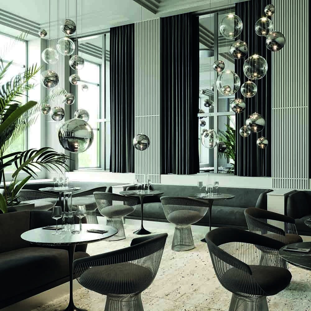 Random Solo Varie dimensioni e colori in sospensioni con rosone multiplo ambientate Lodes Prisma Light illuminazione consulenza illuminotecnica