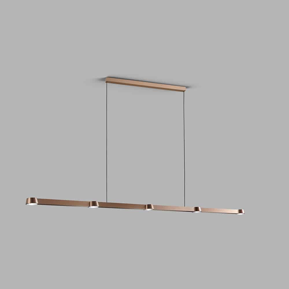 optic-linear-L2000 lampada a sospensione led in alluminio colore oro rosa con sistema switch tune 2700K & 3000K light point prisma light showroom consulenza illuminotecnica