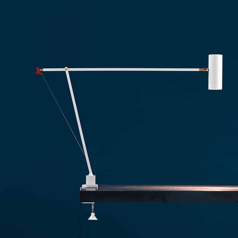 Ettorino Clamp lampada da tavolo ETRCW Catellani&Smith colore bianco Prisma Light illuminazione progettazione