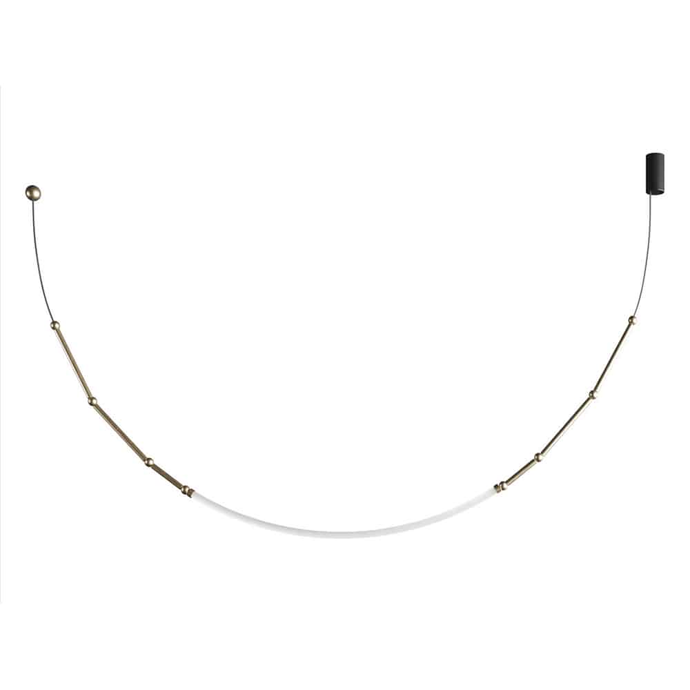 leda-sospensione SE293BO INT Lampadario Led colore ottone By Karman design DEBONADEMEO ambientata prisma light lampade consulenza illuminotecnica
