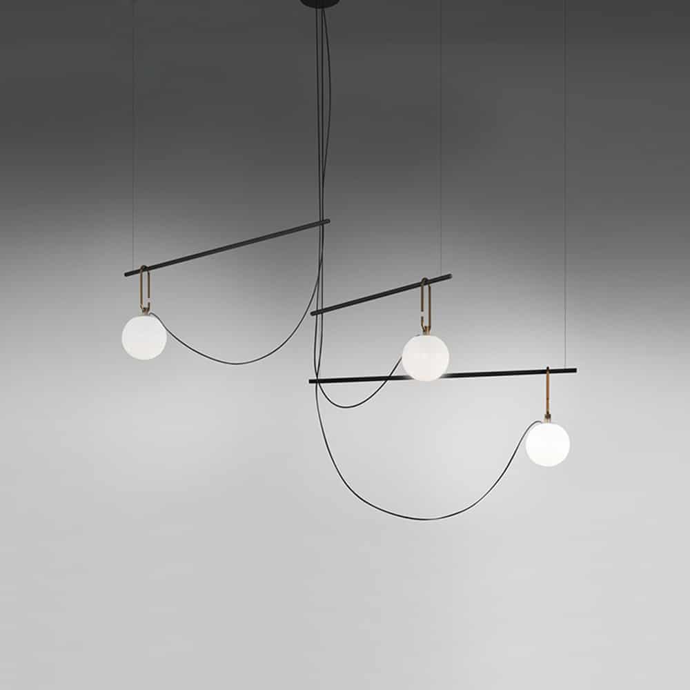 nh S3 14 cluster 1276010A lampada a sospensione Artemide ottone e nero in composizione Prisma Light illuminazione