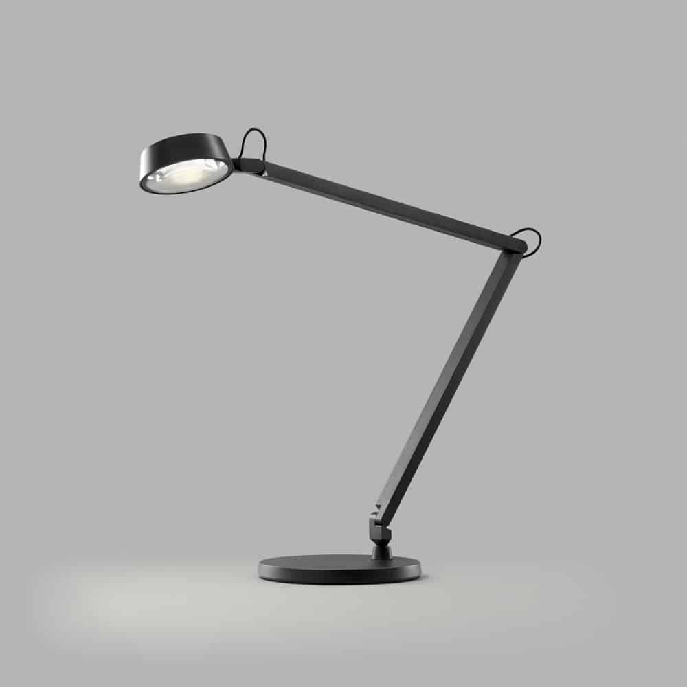DARK T2 + BASE Lampada da Tavolo LED 271141+271163 Light Point nero carbone più base nera Prisma Light illuminazione