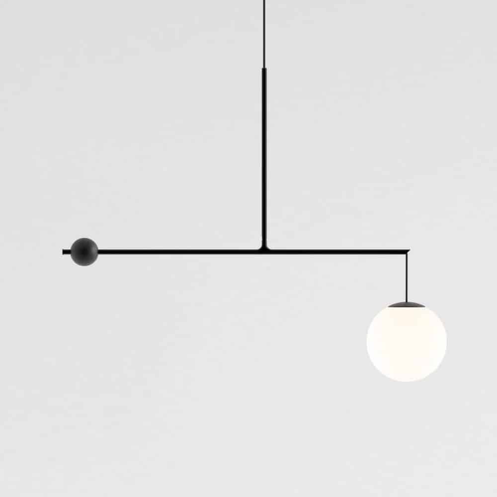 Malamata B01S22 Sospensione Luceplan diffusore vetro bianco ∅ 22 struttura Nero opaco prisma light illuminazione e consulenza
