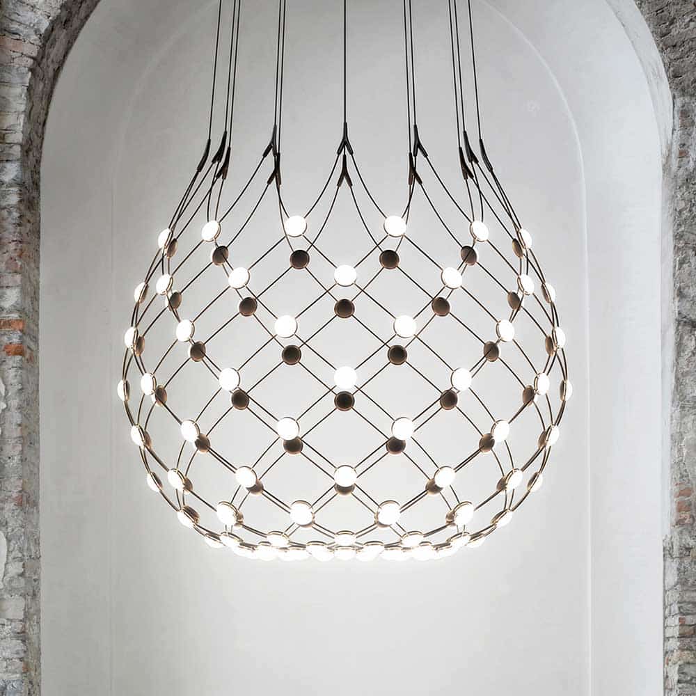 Mesh D86KT100 diametro 100 cm Sospensione LED Luceplan Dimmerabile a taglio di fase Prisma Light illuminazione e consulenza