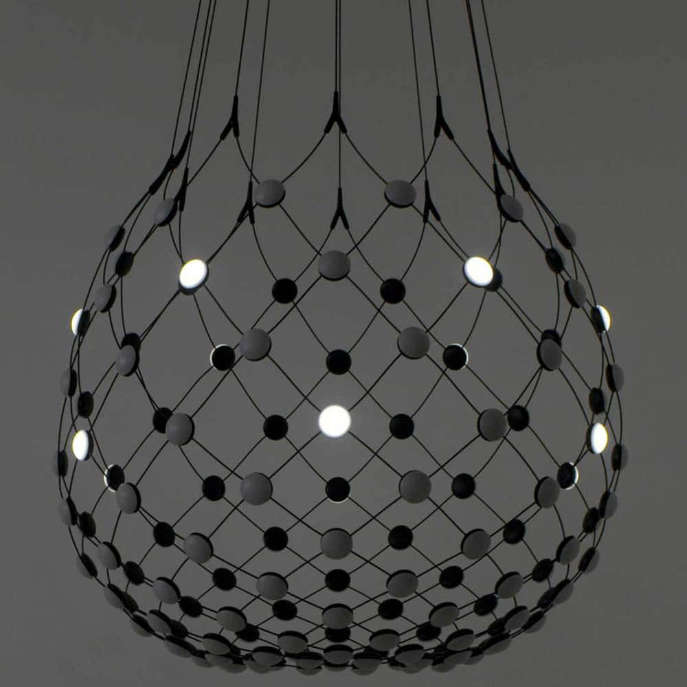 Mesh D86KW100 diametro 100 cm Sospensione LED Luceplan Nero con KIT Wireless Prisma Light illuminazione e consulenza