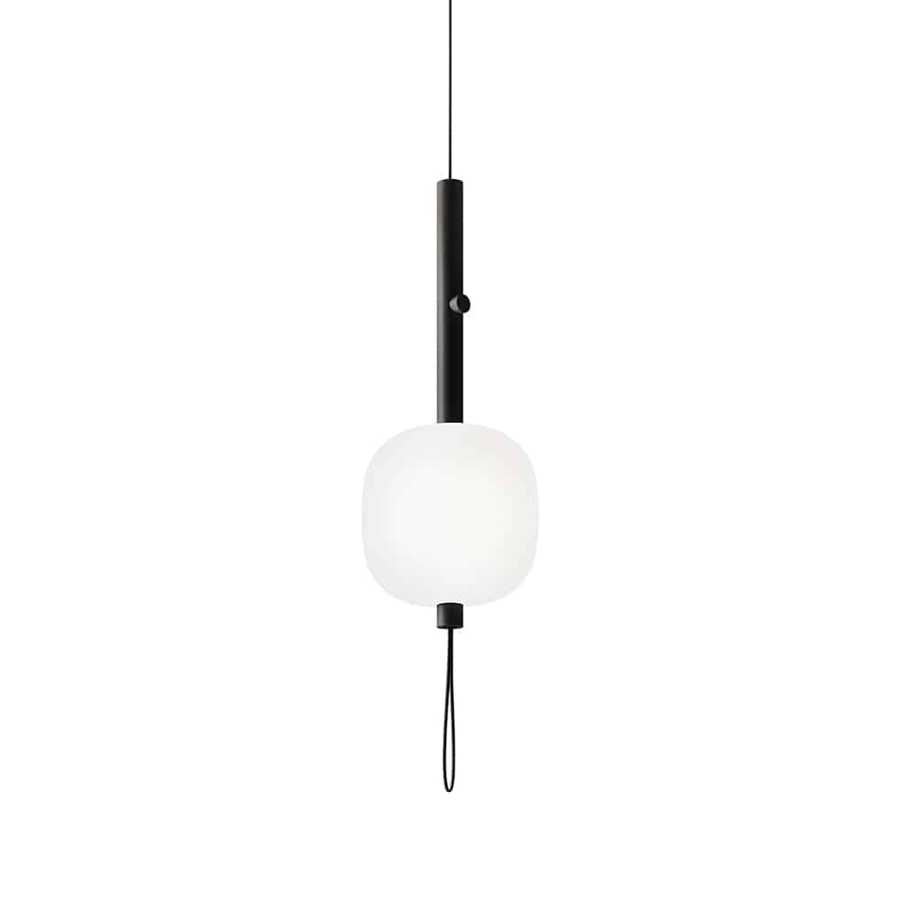 Motus Sospensione News 2023 KDLN K512436N Asta Nera Sfera Vetro Bianco Opalino Prisma Light illuminazione e consulenza
