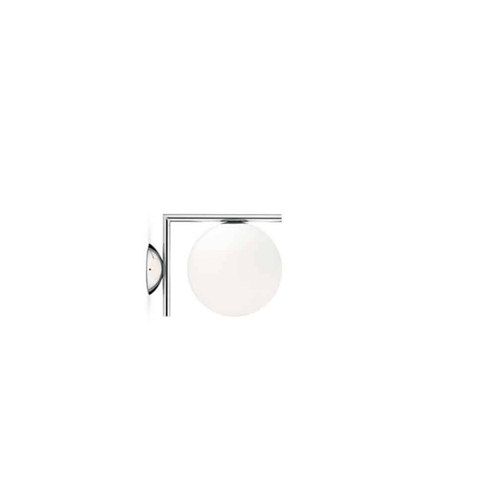 IC C W1 Lampada da parete Led Flos sfera vetro soffiato bianco opale asta CROMO prisma light illuminazione e consulenza