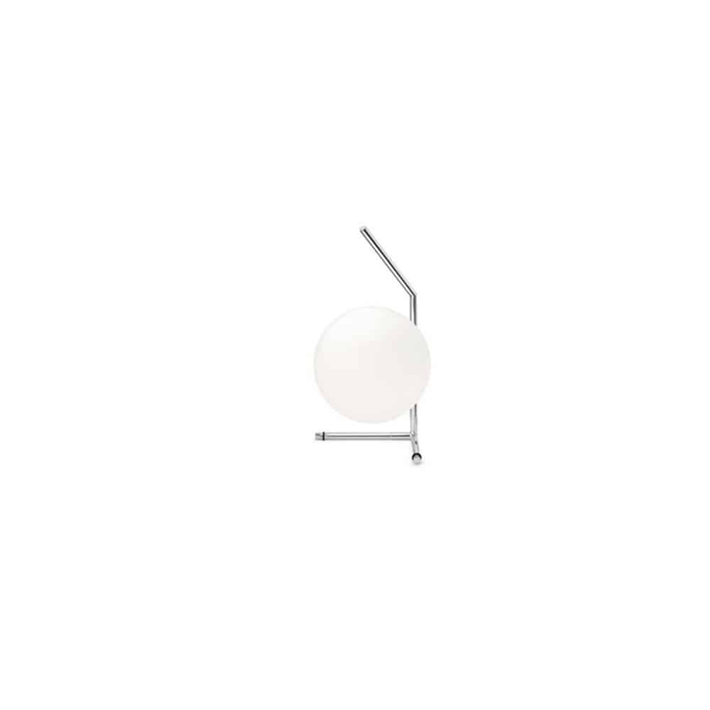IC T1 LOW Lampada da Tavolo Led Flos F3171057 sfera vetro soffiato bianco opale asta cromo prisma light illuminazione e consulenza