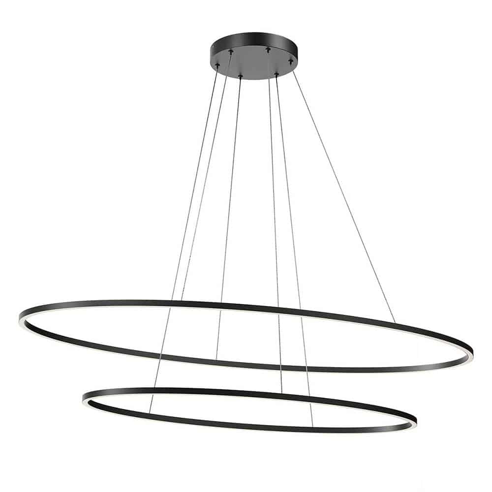 LEO Sospensione Anello Doppio Led 108W Redo Group 01-3343 Colore Nero Opaco Prisma Light