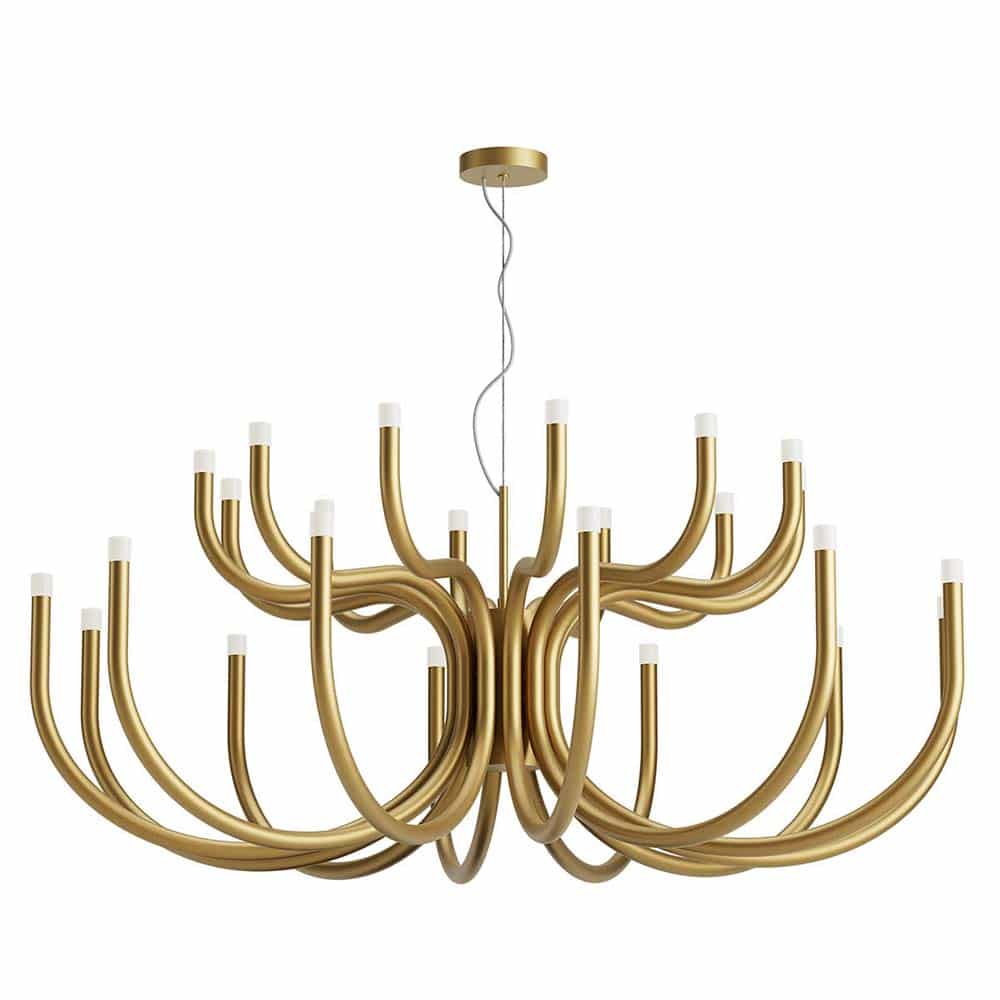 Luxor Lampadario Grande a led integrato 108W Redo Group 01-3236 Oro Opaco Prisma Light