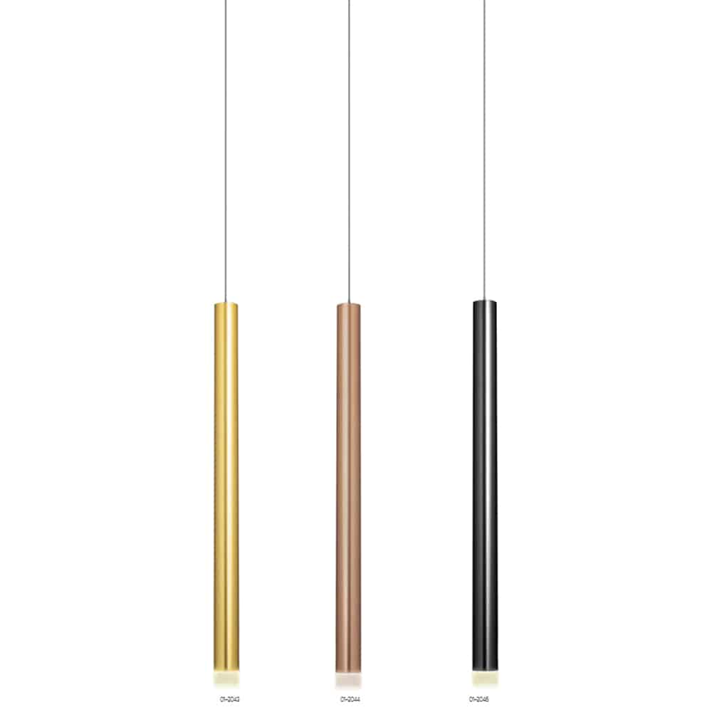 Madison Mono Sospensione LED RedoGroup nelle tre varianti colore Rame, Nero e Oro Opaco Anodizzato Prisma Light