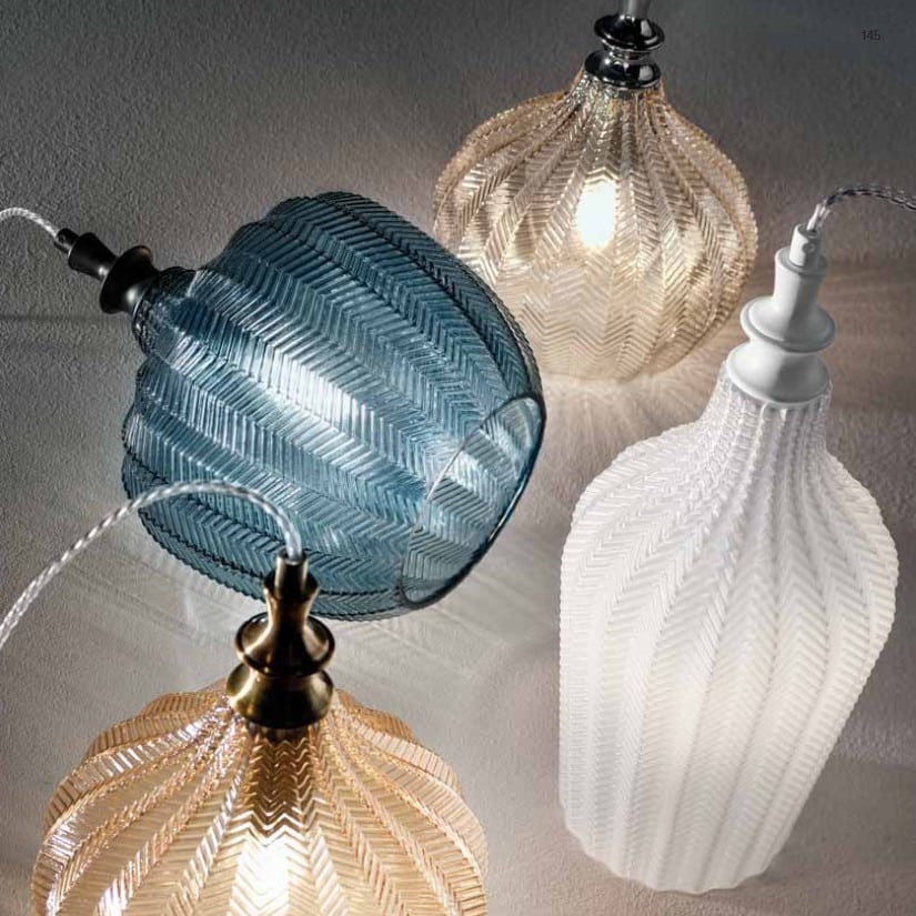 CLEOFE S/10 - Lampada a Sospensione moderna con montatura in metallo e vetro colorato - immagine 7