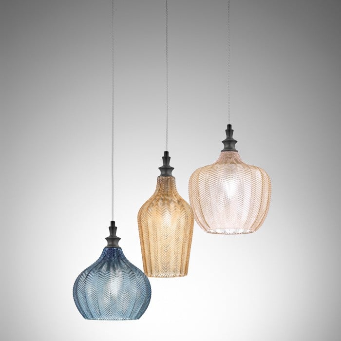 CLEOFE S/3 - Lampada a Sospensione cluster moderna con montatura in metallo e vetro colorato - immagine 2