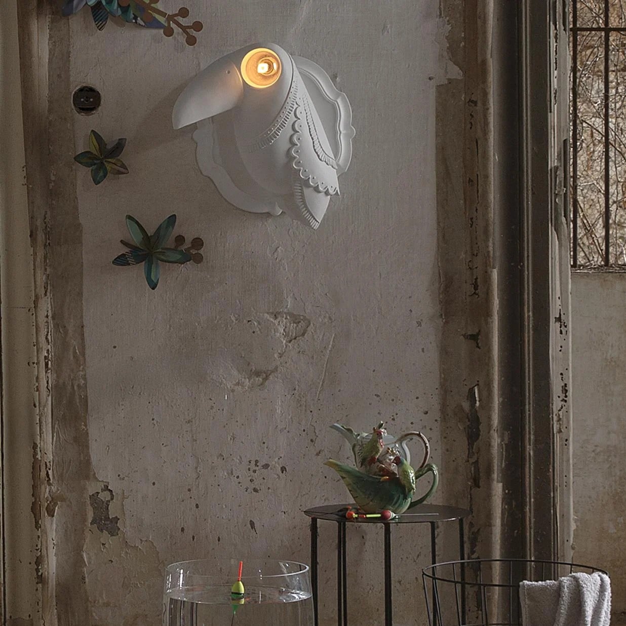 Cubano - Lampada a parete in ceramica bianca. - immagine 2