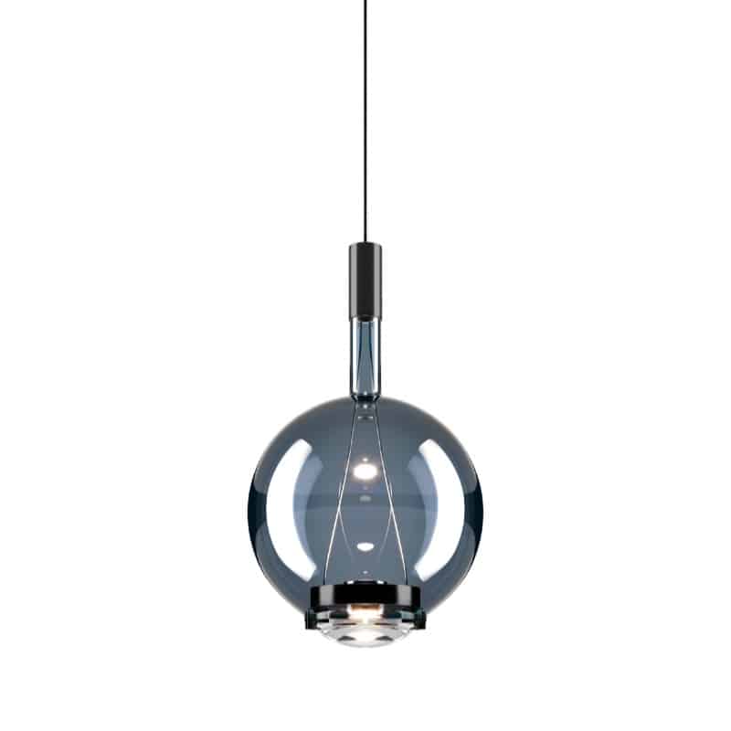 SKY-FALL-ROUND-MEDIUM-Sospensione-Lodes-14816-8630-Finitura-Vetro-azzurro-Metallizzato-intenso-e-struttura-nero-3000K-Prisma-Light
